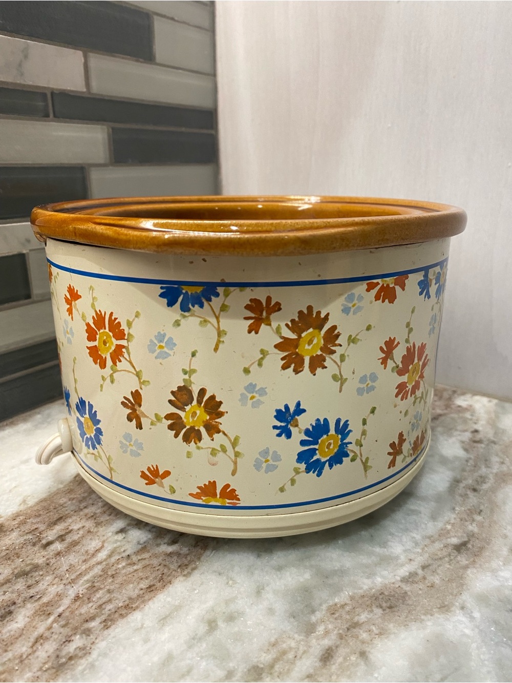 Vintage 1987 Rival Potpourri Crock Pot 3207 Country Floral Simmer Pot W/ Lid - Picture 4 of 13